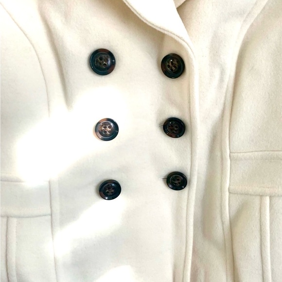 NWT Women's St. John’s Bay Wool Cream Double-Breasted Coat Peacoat +Garment Bag - Picture 3 of 10